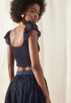 Smocked Cropped Top - Dark Blue