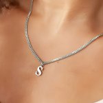 1PC 26 Letters Pendant Necklace Vintage Style Stainless Steel Chain Initial Charm Jewelry