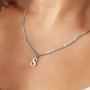 1pc 26 Letters Pendant Necklace Vintage Style Stainless Steel Chain Initial Charm Jewelry