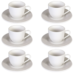 Premium Tea Or Coffee Cups And Saucers + Teaspoons - 220ML - Set Of 6