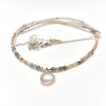 Silver Rose Quartz Gemstone Necklace - Rose Quartz