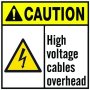 Caution High Voltage Cables Overhead Sign 29X29CM -2 Pack