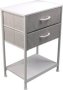 Branded Economical Metal & Fabric - 2 Drawer Bedside Cabinet White/grey