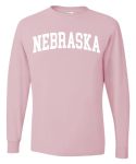 Wild Bobby State Of Nebraska College Style White Fashion Mens Long Sleeve Shirt Light Pink Medium