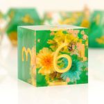 Haxtec Flower Dnd Dice Set Sharp Edge Resin Polyhedral Dice Floral D&d Dice With Metal Case Handmade Flower Inside Dice Set For