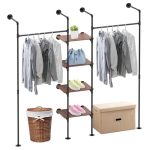Industrial Pipe Clothes Rack Wall Mount Pipe Clothes Rack Space-saving Garment Rack Wall Clothing Rack Walk-in Closet System For