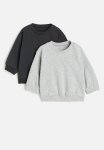 2-PACK Cotton Sweatshirts - Black & Light Grey Marl