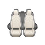 5 Universal Leather Car Seat Covers With Memory Foam Headrests YB-403 White & Grey