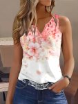 Floral Print Tank Top Casual Notch Neck Summer Sleeveless Top Women's Clothing