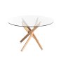 - Nova Round 10MM Glass Top Dining Table - Beech - 135 Cm 6 Seater