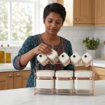 8-PIECE White And Rose Gold Spice Jar Set