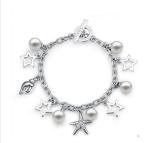 Glass Pearl Bracelet With Rhodium Plating Embellished With Swarovski Crystals - Default