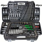 Expert Quality 46PCS 150PCS 1 4" Drive Socket Ratchet Wrench Set - Metric And Inch Sockets Car And Home Repair Extension Rods Du