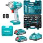 Total Tools Total Tool - Li-ion Impact Wrench With Mechanics Diy Hand Tool Set - 90 PC