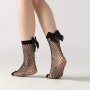 Bow Fishnet Socks Fashion Breathable Hollow Out Mid Tube Socks Women's Stockings & Hosiery