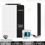 Growatt 5KW Hybrid Power Solar Inverter With Abc 5.12KWH Battery Inverter Kit