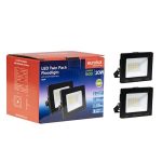 LED 20W Floodlight Black 4000K Twin Pack