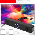 1PC Black Long Strip Desktop Wired Speaker