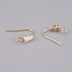 Real 14K Gold Plated Long-lasting Plated Brass Earring Hooks With Clear Cubic Zirconia And Horizontal LOOP16X13X3.5MM 6PCS