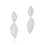 Organic Double Leaf Earrings - 18KT White Gold Vermeil