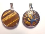 Tigers Eye Plated Gemtree Pendant F60