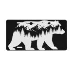 Ueqiki Bear Mountain Forest Front License Plate For Women Car Vanity Plates Decorative Aluminum Metal Cute Novelty License Plate
