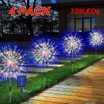 4PCS Solar Outdoor Garden LED Lights Christmas Fireworks Lights Garden Fireworks Lights 8 Modes Of Fairy Tale Decorative String 