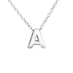 Kiara 925 Sterling Silver A-z Any Initial Letter Necklace 5X6MM 45CM Chain - A
