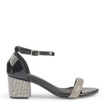 Black Diamante Patent Block Heels