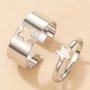 2pcs Fashion Stacking Rings Wide Band + Simple Star Ring Match Daily Outfits Perfect Couple Rings Sweet Gift
