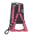 Small Pet Leash & Harness Set - Assorted Colours - Pink & Cream Spots