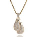 Hip Hop Boxing Glove Pendant Necklace With Copper And Zircon Stones