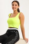 Ladies Sleeveless Double Layer Scoop Neck Cropped Tank Top