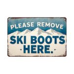 Funny Ski Boots Tin Sign - Metal 12X8 Inch Vintage Wall Art For Cabin Ski House Entryway Gift For Skiers And Snow Lovers