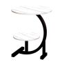 Round Coffee Table 2 Tier Marble Texture End Table C Shape Sofa Side Table