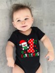 Baby's "my 1ST Christmas" Print Short Sleeve Triangle Bodysuit Toddler & Infant Girl's Onesie
