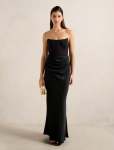 Isra Drape Strapless Maxi Dress - 16 Black