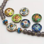 1PCS Enamel Double-sided Cherry Blossom Charms Cloisonn Filigree Jewelry Making Supplies Alloy Diy Craft Beads For Bracelet Neck