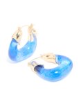 Goldair Gold & Blue Resin Square Hoop Earrings.