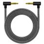 90 Degree 3.5MM Aux Cable Male To Male Hifi Audio Cord Braided Grey