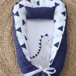 Baby Safe Nest Safe Sleeping Pod Dino Patchwork Set Navy