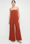 Edit Bandeau Pleat Detail Wide Leg Jumpsuit - Brown