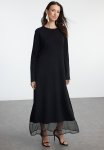 Black Tulle Detailed Skirt Knit Dress