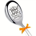 1PC We Are All Mad Here Alice Engraved Spoon Funny Cereal Coffee Tea Ice Cream Peanut Butter Stainless Steel Spoons Eid Al-adha 