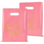 Jutieuo 100 Pack Pink Thank You Shopping Bags For Small Business - 9"X12" Extra Thick 2.36 Mil Plastic Retail Thank You Bags Wit