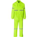 Outdoor Hi-viz Reflective Polyester pvc Rainsuit Lime