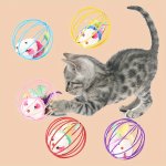 Interactive Cat Toy Balls With Feather Mouse - Cartoon Pattern Plush Material Suitable For All Breed Sizes Non-electric Uncharge