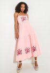 Embroidery Detail Maxi Dress - Pink