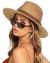 Furtalk Womens Mens Wide Brim Straw Panama Hat Fedora Summer Beach Sun Hat Upf Straw Hat For Women Khaki/brown