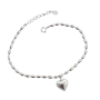 Elegant Heart Charm Chain Bracelet - Silver